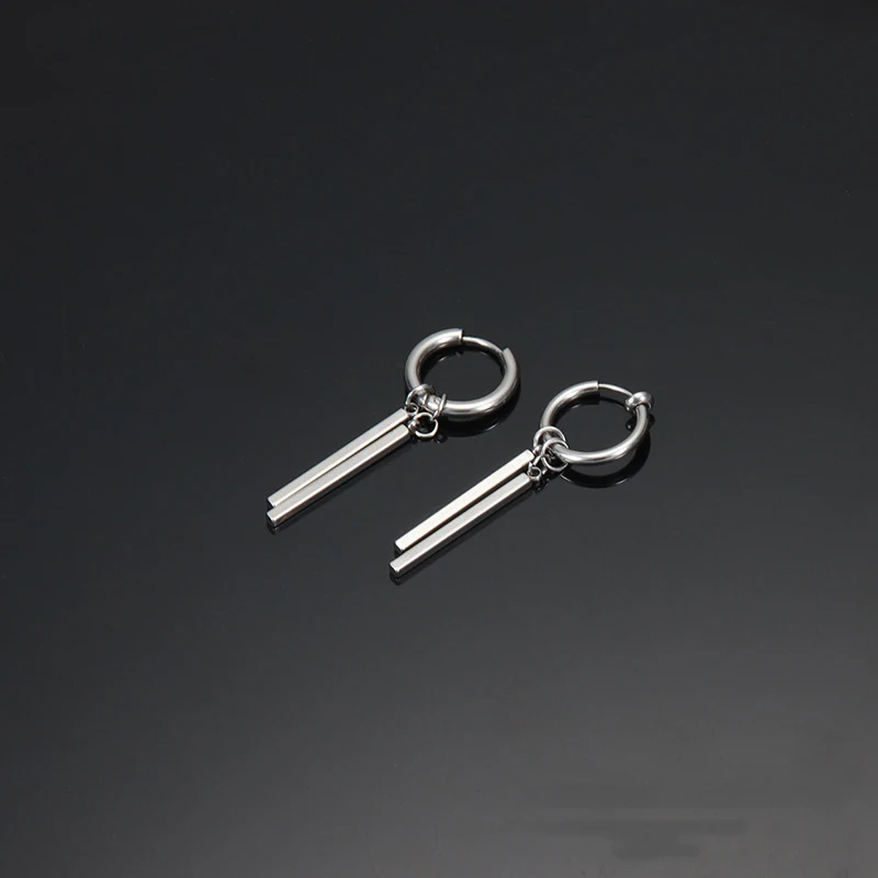 Kiss Jewelry Titanium Steel Punk Cool Men Women Ear Clip Stud Earrings Long Stick Pendant Fashion Hip Hop Drop Party Earring