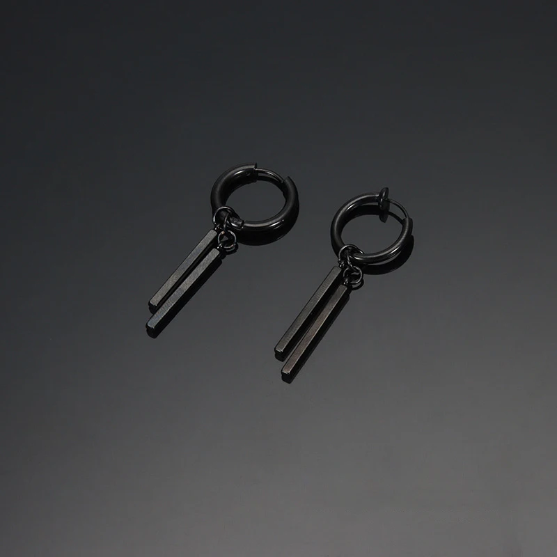 Kiss Jewelry Titanium Steel Punk Cool Men Women Ear Clip Stud Earrings Long Stick Pendant Fashion Hip Hop Drop Party Earring