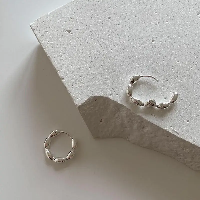 925 Sterling Silver Olive branch hoop Earrings Temperament Simple Inlaid for Women Wedding Jewelry Accessories