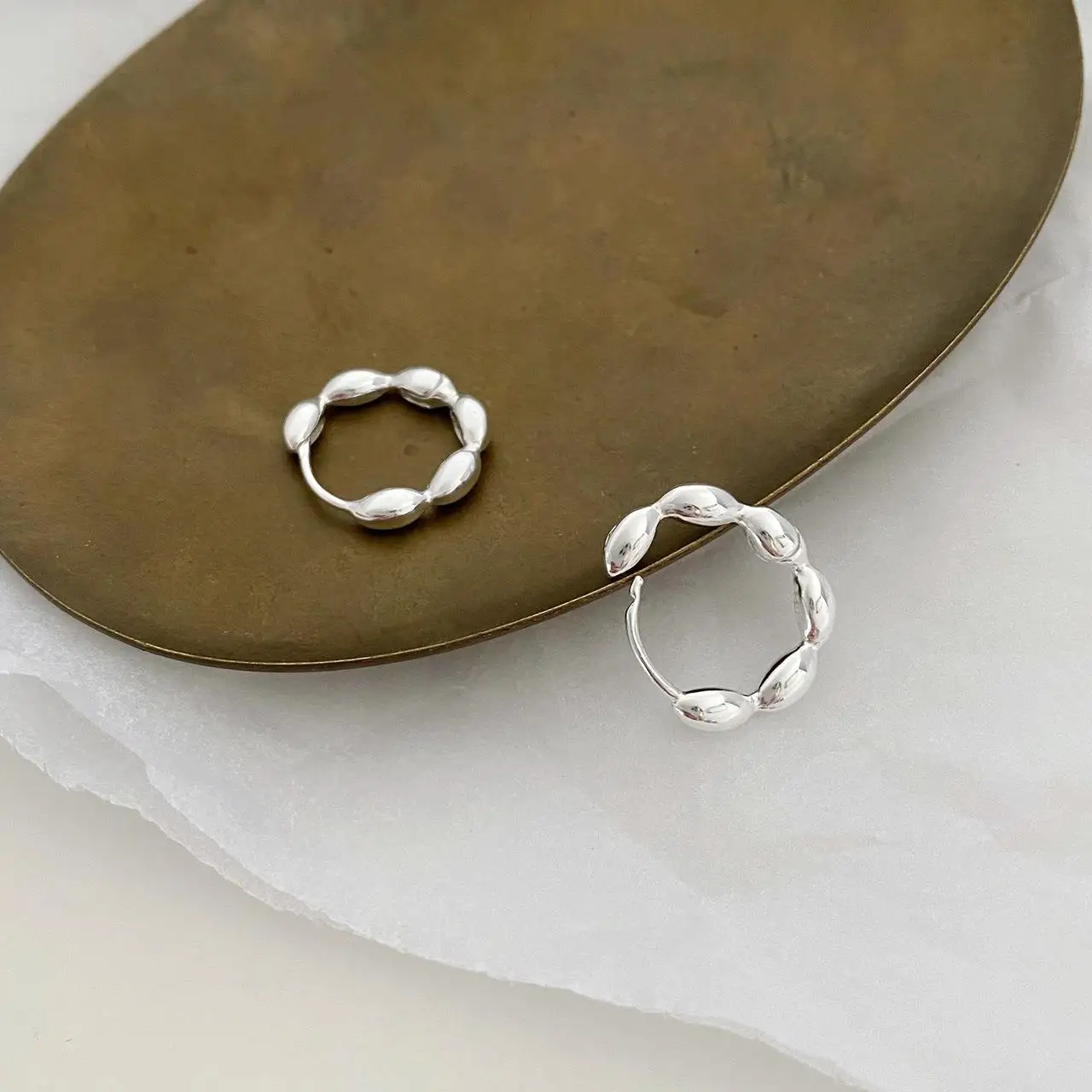 925 Sterling Silver Olive branch hoop Earrings Temperament Simple Inlaid for Women Wedding Jewelry Accessories