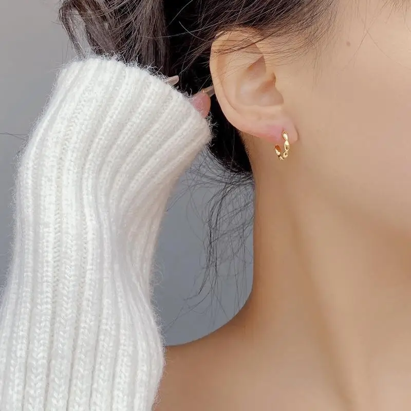 925 Sterling Silver Olive branch hoop Earrings Temperament Simple Inlaid for Women Wedding Jewelry Accessories