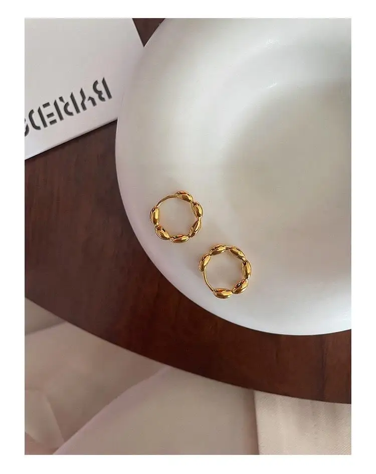 925 Sterling Silver Olive branch hoop Earrings Temperament Simple Inlaid for Women Wedding Jewelry Accessories
