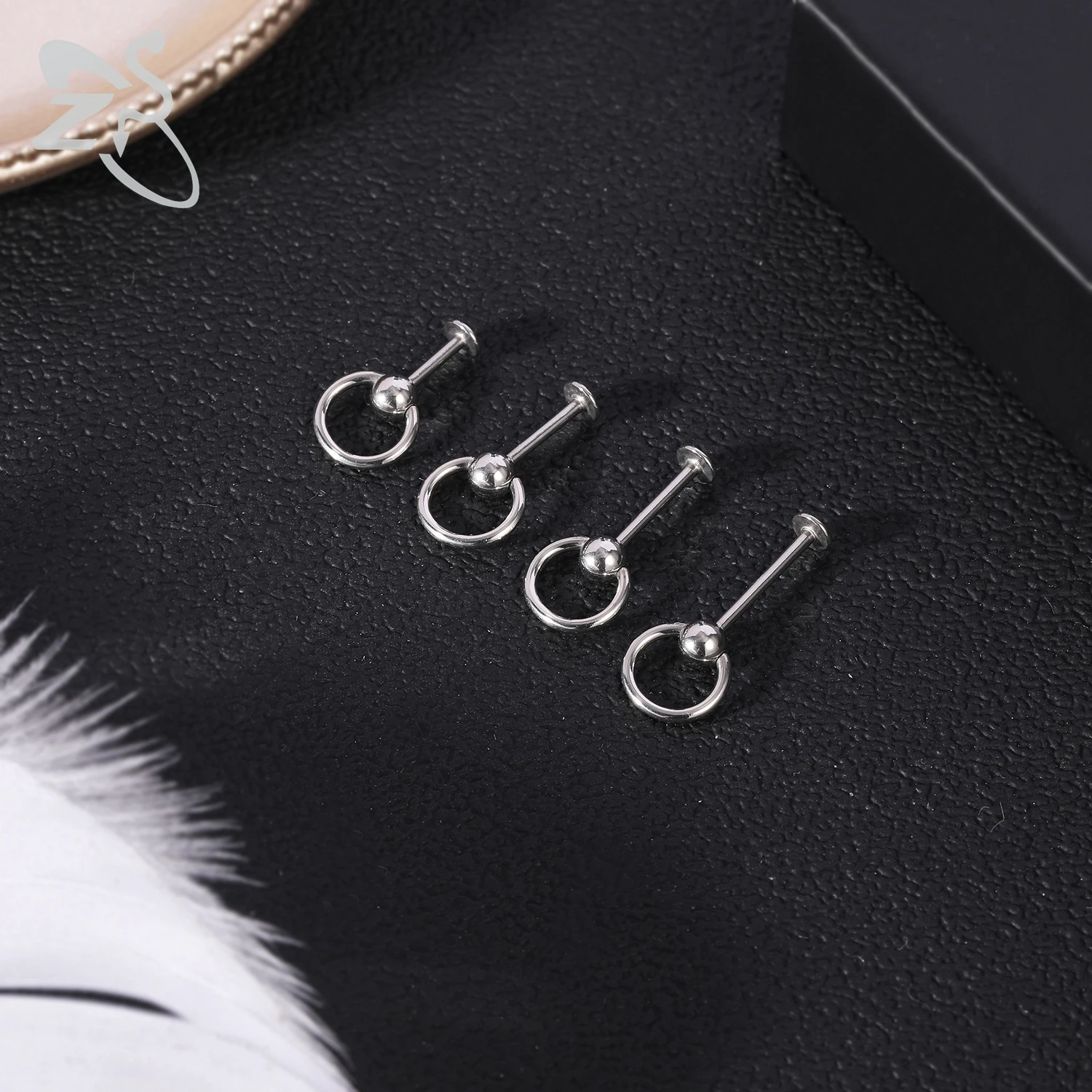 ZS 1 Piece 6/8/10/12MM Stainless Steel Lip Labret Piercing Punk Monroe Lips Stud Cartilage Helix Piercings Tongue Ring Jewelry