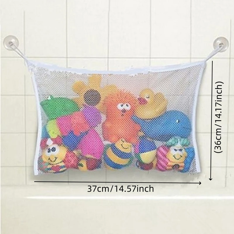 Baby Bathroom Mesh Bath Bag Kids Cartoon Basket Net Children's Games Network Waterproof Cloth Sand Toys Beach Storage Organizer