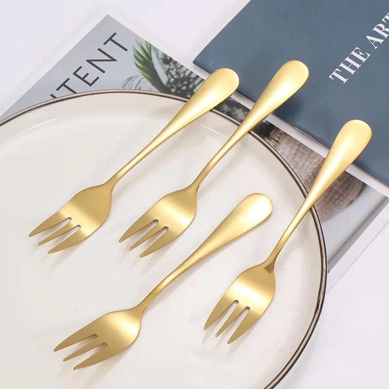 6pcs Stainless Steel Cutlery Fruit Forks Dessert Forks Are Small and Delicate for Entertaining Guests