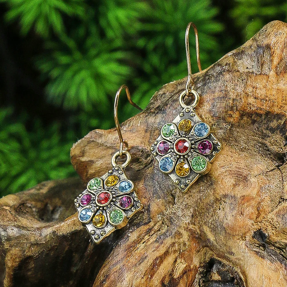 New Bohemian Alloy Earrings Round Drop Oil Multicolor Diamonds Sun Flower Distinctive Embellishment Gifts Party
