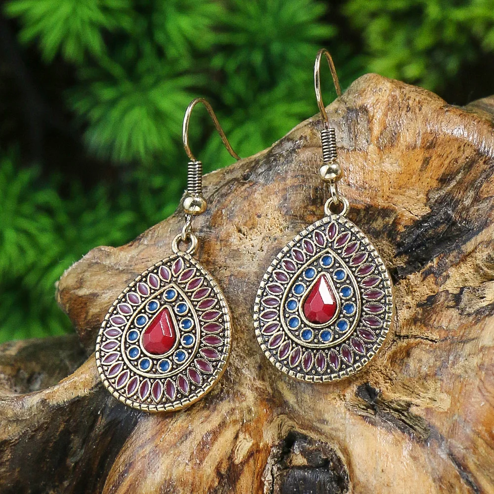 New Bohemian Alloy Earrings Round Drop Oil Multicolor Diamonds Sun Flower Distinctive Embellishment Gifts Party