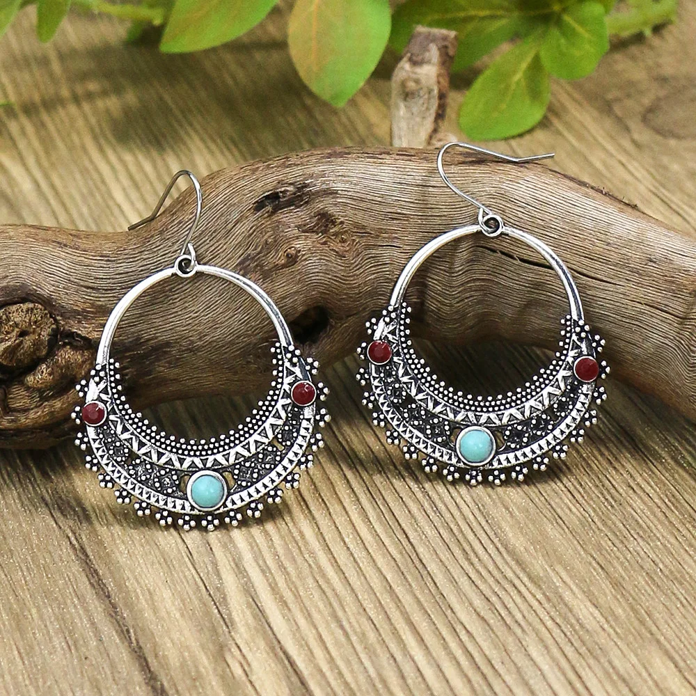 New Bohemian Alloy Earrings Round Drop Oil Multicolor Diamonds Sun Flower Distinctive Embellishment Gifts Party