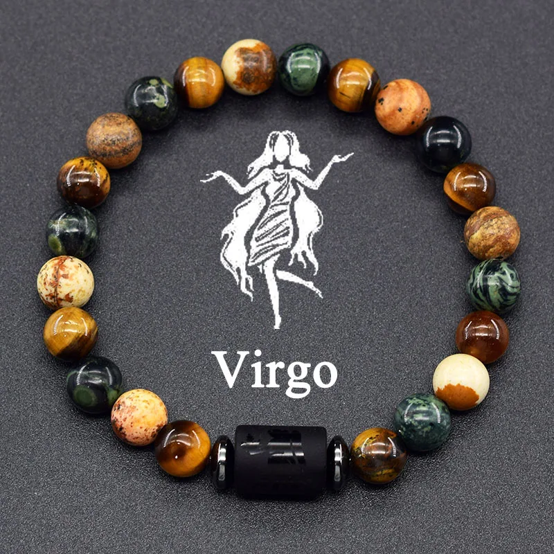 12 Zodiac Sign Bracelet Homme Constellation Bracelet for Men Aries Virgo Leo Libra Charm Bangle Women Friendship Jewelry on Hand