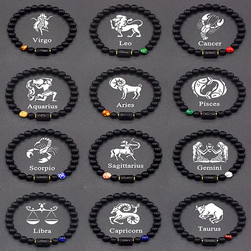 12 Zodiac Sign Bracelet Homme Constellation Bracelet for Men Aries Virgo Leo Libra Charm Bangle Women Friendship Jewelry on Hand