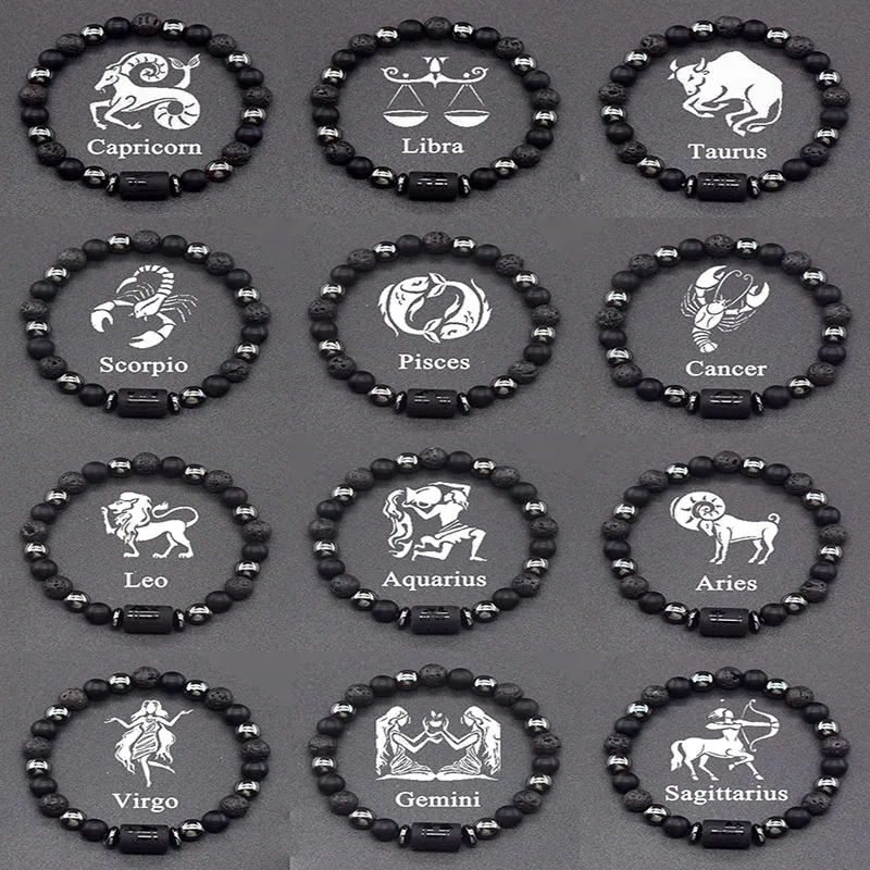 12 Zodiac Sign Bracelet Homme Constellation Bracelet for Men Aries Virgo Leo Libra Charm Bangle Women Friendship Jewelry on Hand
