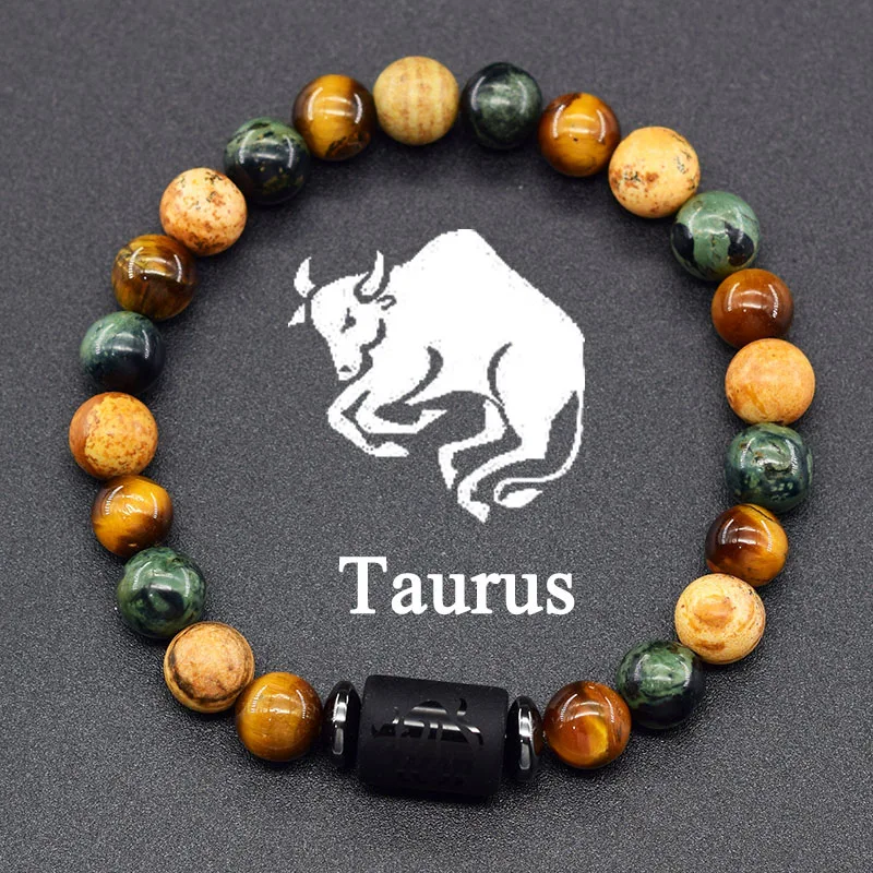 12 Zodiac Sign Bracelet Homme Constellation Bracelet for Men Aries Virgo Leo Libra Charm Bangle Women Friendship Jewelry on Hand