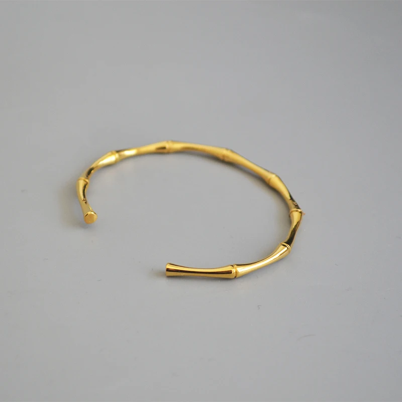 DIEYURO 316L Stainless Steel Temperament Bamboo Open Thin Bangle High Quality Handmade Anniversary Gift Pulseras Mujer 2022 New