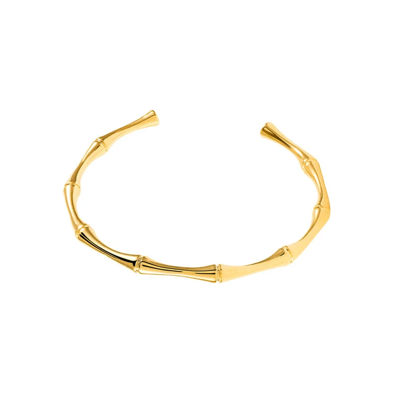 DIEYURO 316L Stainless Steel Temperament Bamboo Open Thin Bangle High Quality Handmade Anniversary Gift Pulseras Mujer 2022 New