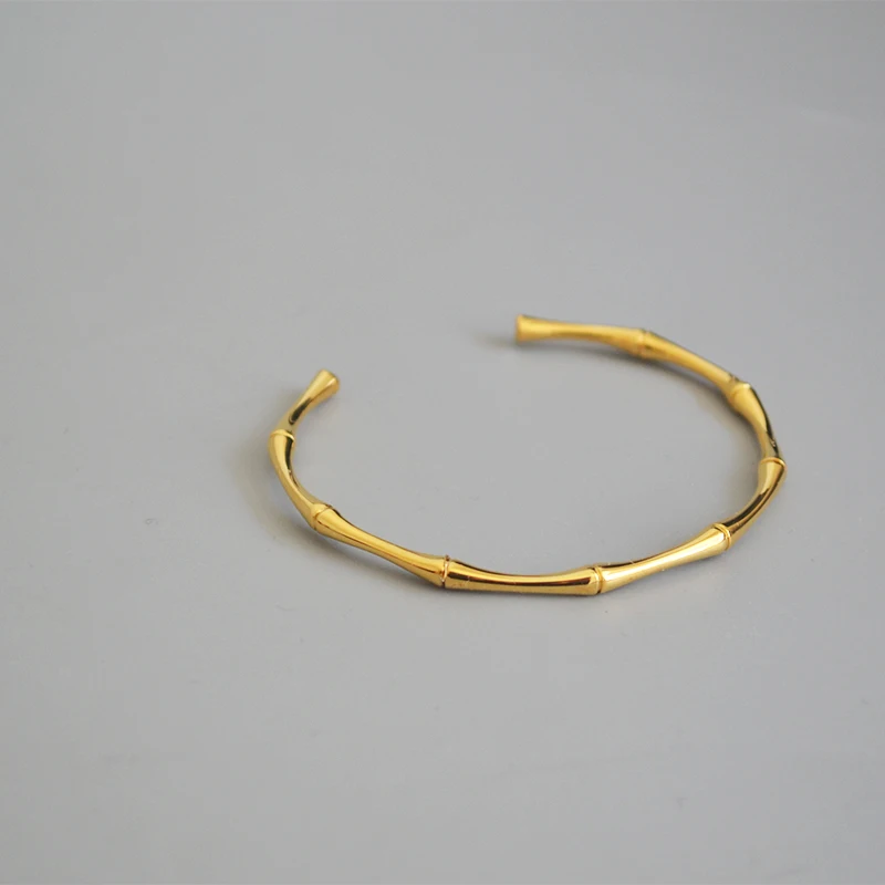 DIEYURO 316L Stainless Steel Temperament Bamboo Open Thin Bangle High Quality Handmade Anniversary Gift Pulseras Mujer 2022 New