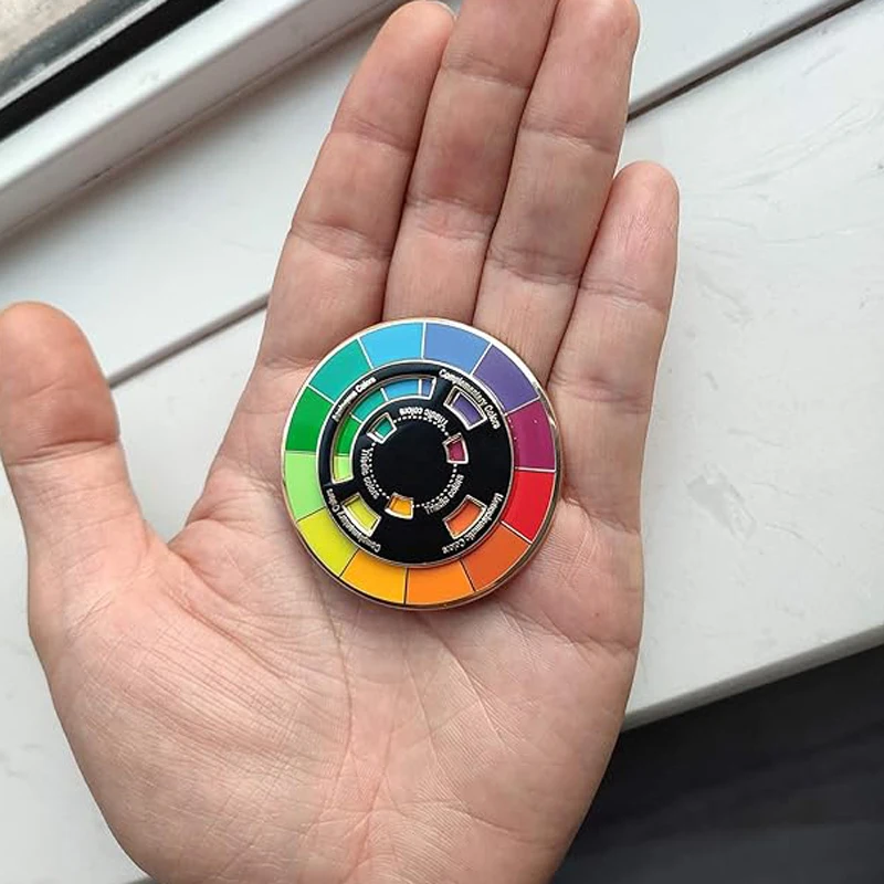 Creative Color Wheel Enamel pin, The Spinning Wheel Moves Nicely,Color Wheels Brooch Pin