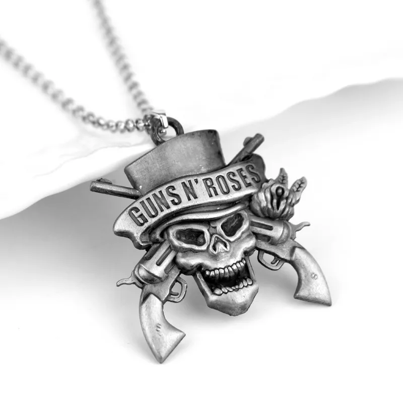 Rock Music Band Guns N 'Roses Skull Death Logo Pendants Necklaces Necklace for Woman Man Music Series Jewelry