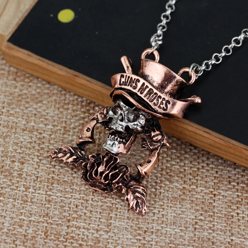 Rock Music Band Guns N 'Roses Skull Death Logo Pendants Necklaces Necklace for Woman Man Music Series Jewelry