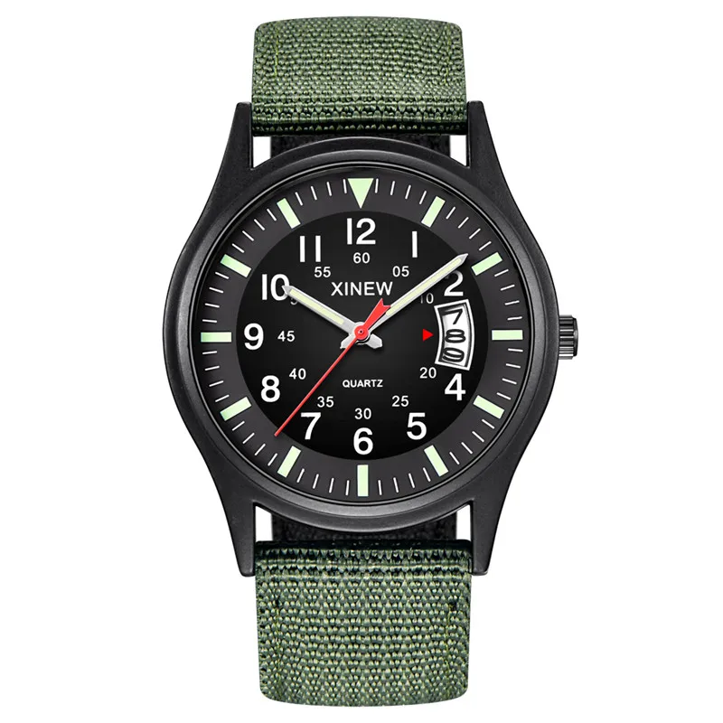 Original XINEW Brand Watches For Men Fashion Nylon Band Military Sports Date Quartz Watch Erkek Barato Saat Relogio Masculino