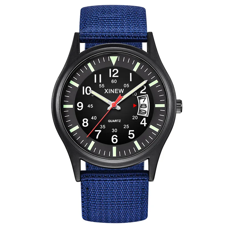 Original XINEW Brand Watches For Men Fashion Nylon Band Military Sports Date Quartz Watch Erkek Barato Saat Relogio Masculino