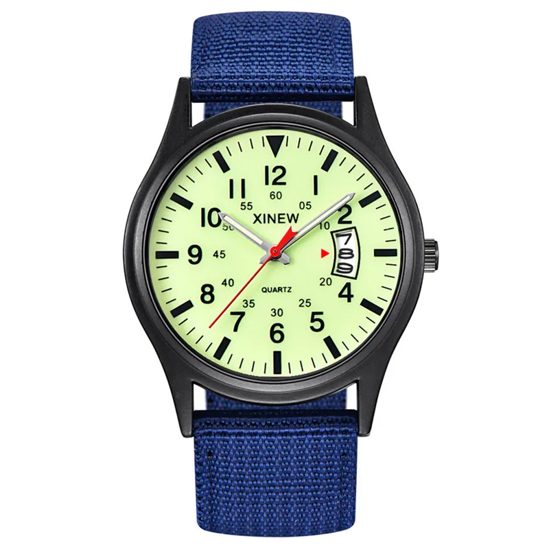 Original XINEW Brand Watches For Men Fashion Nylon Band Military Sports Date Quartz Watch Erkek Barato Saat Relogio Masculino