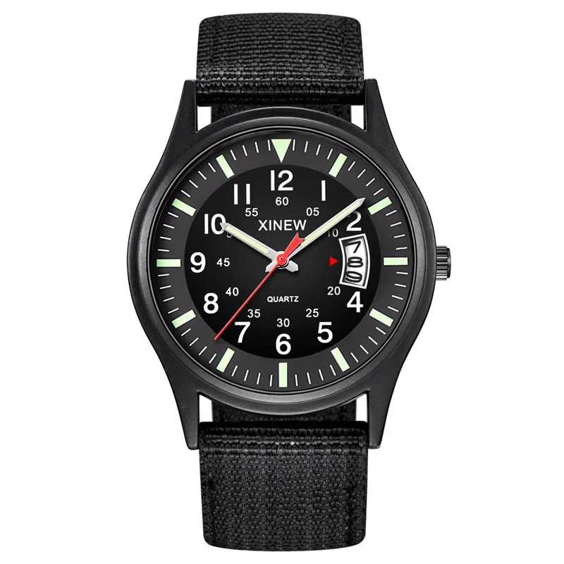 Original XINEW Brand Watches For Men Fashion Nylon Band Military Sports Date Quartz Watch Erkek Barato Saat Relogio Masculino