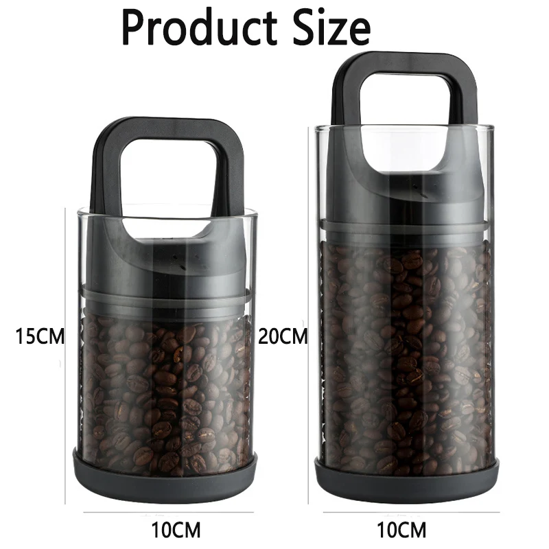 Coffee Beans Vacuum Sealed Tanks Kitchen Food Storage Clear Glass Container Tea Moisture-proof Canister Home Fresh Keeping Cans
