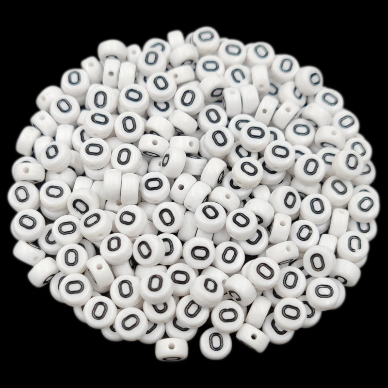 7mm 50Pcs Acrylic 26 English Letter Flat Round Beads Black on white DIY Crafts Necklace Bracelet Pendant For Jewelry Making