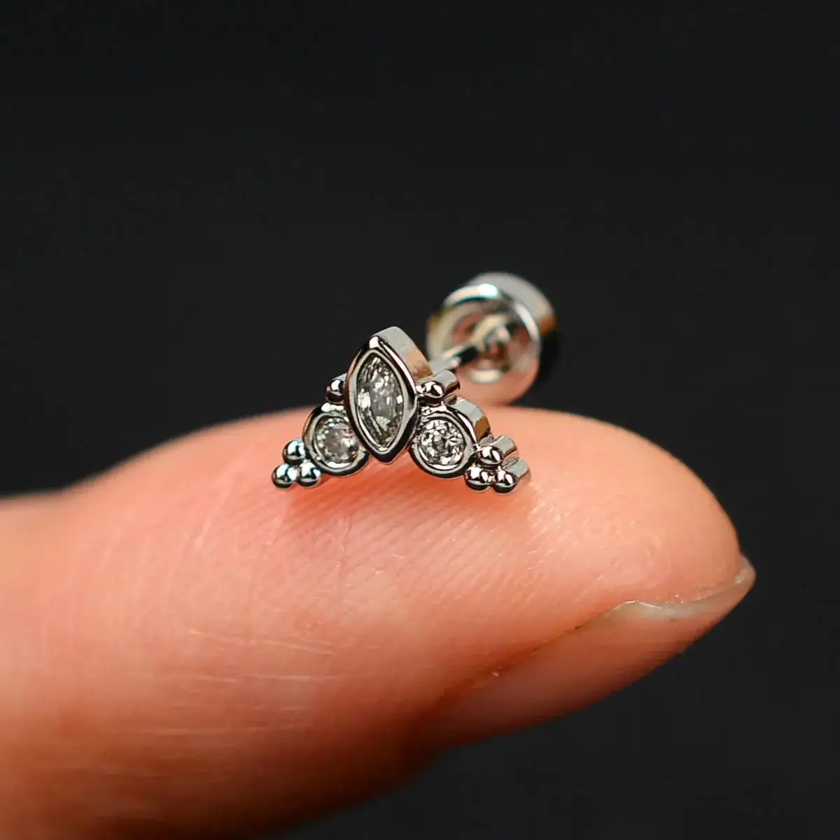 1PC 20G Women's Fashion Stainless Steel Crystal CZ Ear Studs Cartilage Helix Lobe Earring 2024 Trendy Piercing Jewelry for Teens