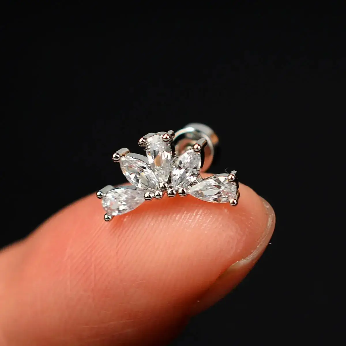 1PC 20G Women's Fashion Stainless Steel Crystal CZ Ear Studs Cartilage Helix Lobe Earring 2024 Trendy Piercing Jewelry for Teens