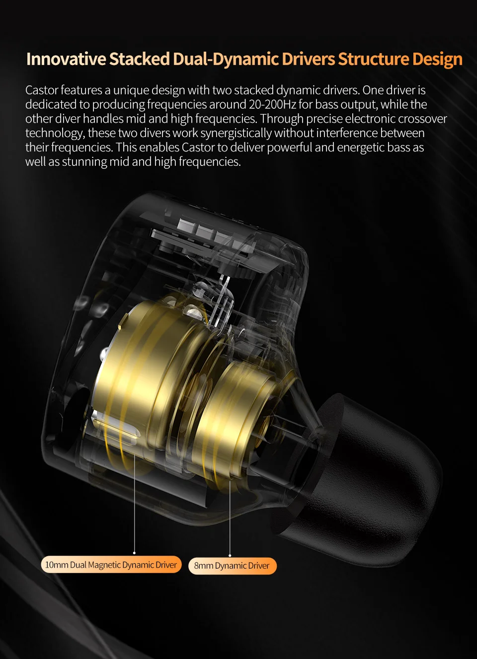 KZ Castor In Ear Wired Earphones HIFI Bass Tunable Balanced Armature Sport Headphones Monitor Metal Earbuds