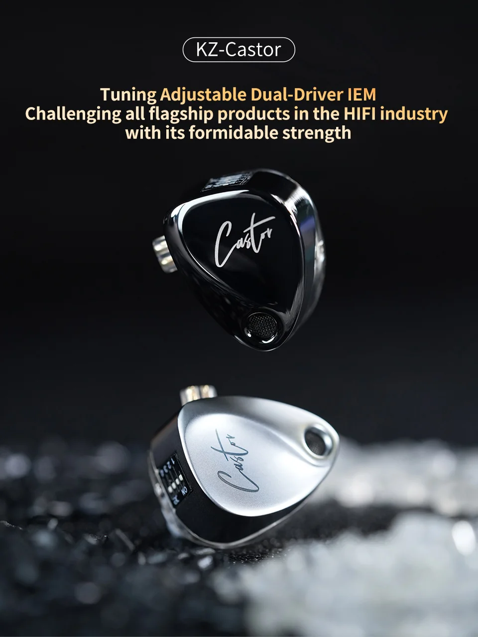 KZ Castor In Ear Wired Earphones HIFI Bass Tunable Balanced Armature Sport Headphones Monitor Metal Earbuds