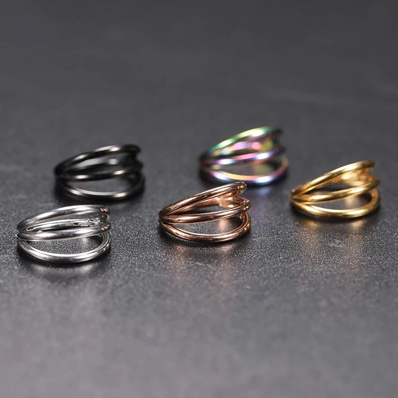 G23 16G Titanium CZ Row Conch Nose Ring Cartilage Hoop Daith Tragus Helix Lobe Earring Hinged Segment Clicker Piercing Jewelry