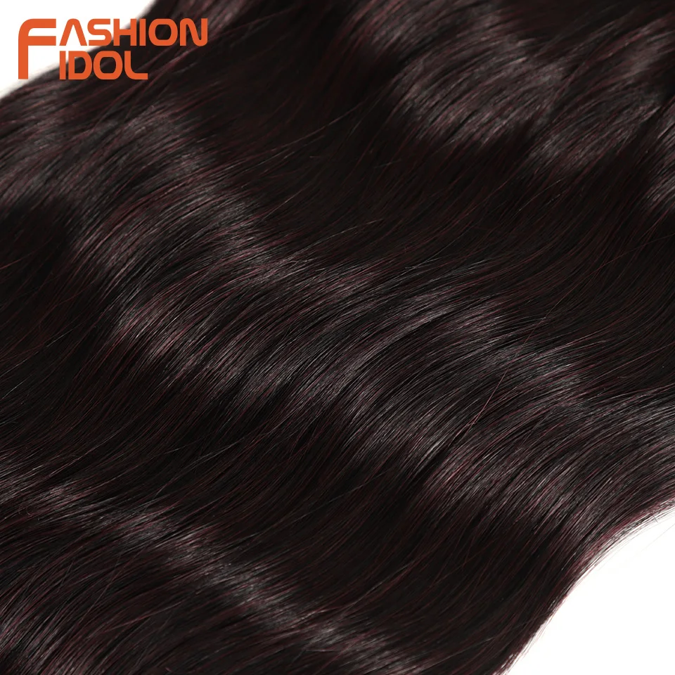 FASHION IDOL 6Pcs Water Wave Hair Bundles Synthetic Hair Extensions 20 inch Ombre Blonde Fake Hair Weave Body Wave Fiber Hair