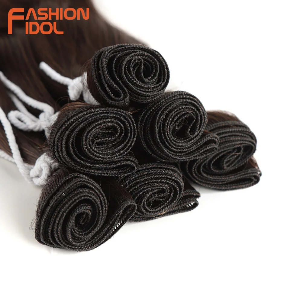 FASHION IDOL 6Pcs Water Wave Hair Bundles Synthetic Hair Extensions 20 inch Ombre Blonde Fake Hair Weave Body Wave Fiber Hair