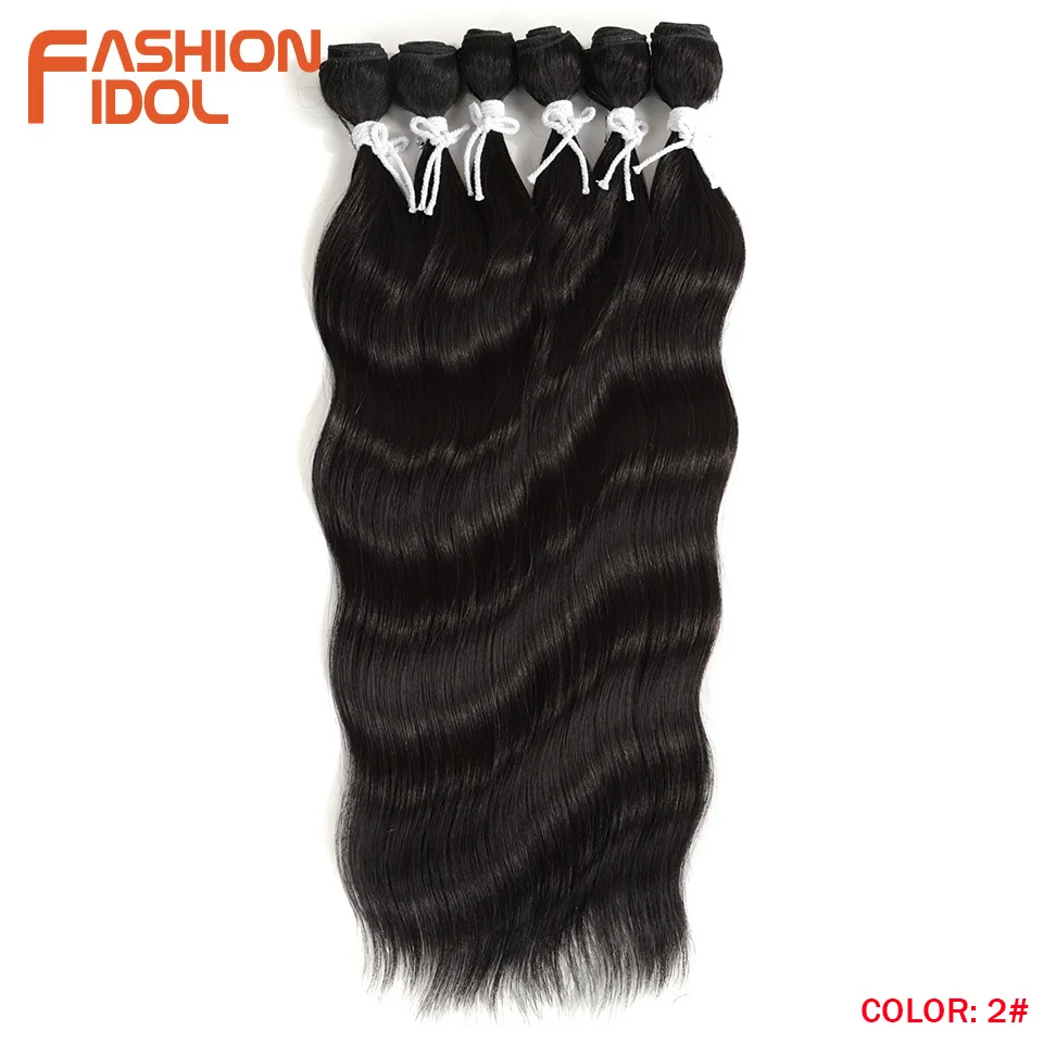 FASHION IDOL 6Pcs Water Wave Hair Bundles Synthetic Hair Extensions 20 inch Ombre Blonde Fake Hair Weave Body Wave Fiber Hair