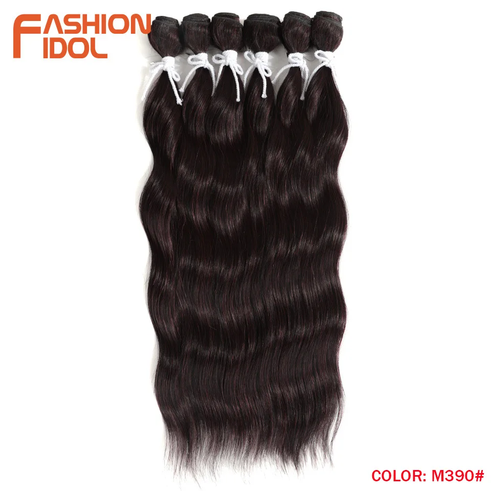 FASHION IDOL 6Pcs Water Wave Hair Bundles Synthetic Hair Extensions 20 inch Ombre Blonde Fake Hair Weave Body Wave Fiber Hair