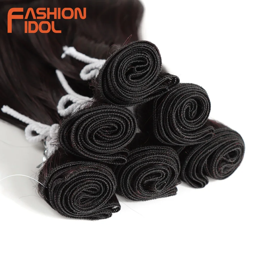 FASHION IDOL 6Pcs Water Wave Hair Bundles Synthetic Hair Extensions 20 inch Ombre Blonde Fake Hair Weave Body Wave Fiber Hair