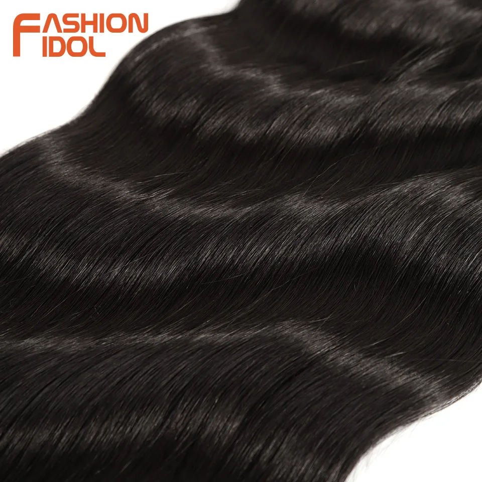 FASHION IDOL 6Pcs Water Wave Hair Bundles Synthetic Hair Extensions 20 inch Ombre Blonde Fake Hair Weave Body Wave Fiber Hair