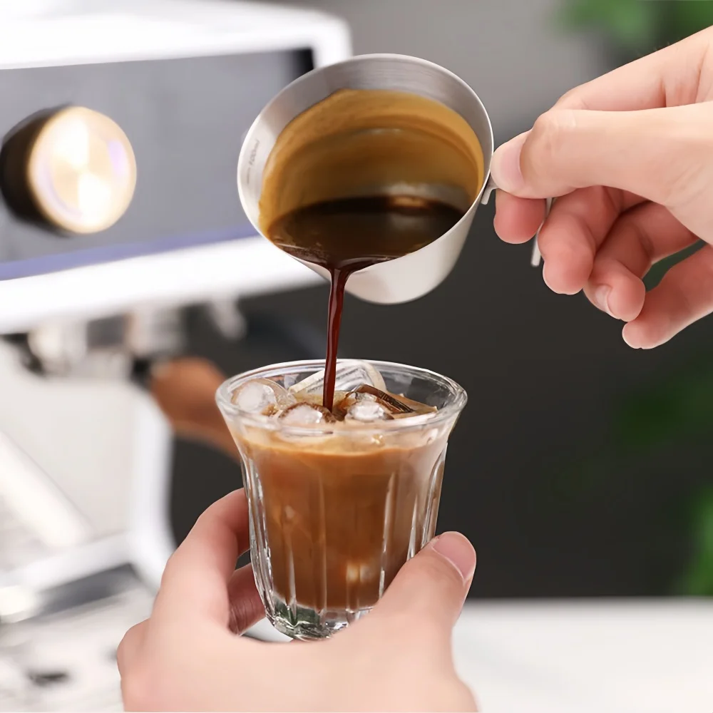 100ML Espresso Extraction Cup 304 Stainless Steel with Scale Thickened Exquisite Ounce Coffee Cup Home Kitchen Cafe Accessories