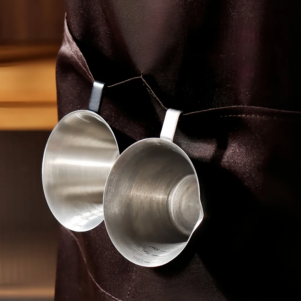 100ML Espresso Extraction Cup 304 Stainless Steel with Scale Thickened Exquisite Ounce Coffee Cup Home Kitchen Cafe Accessories