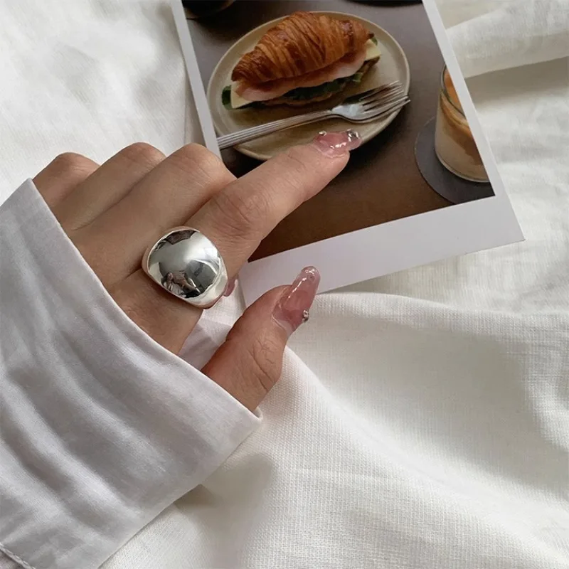 BF CLUB 925 Sterling Rings for Women Wide Ball Fashion Geometric Vintage Handmade Irregular Ring Party Gifts