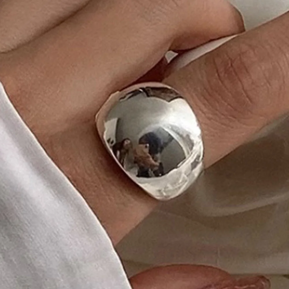 BF CLUB 925 Sterling Rings for Women Wide Ball Fashion Geometric Vintage Handmade Irregular Ring Party Gifts