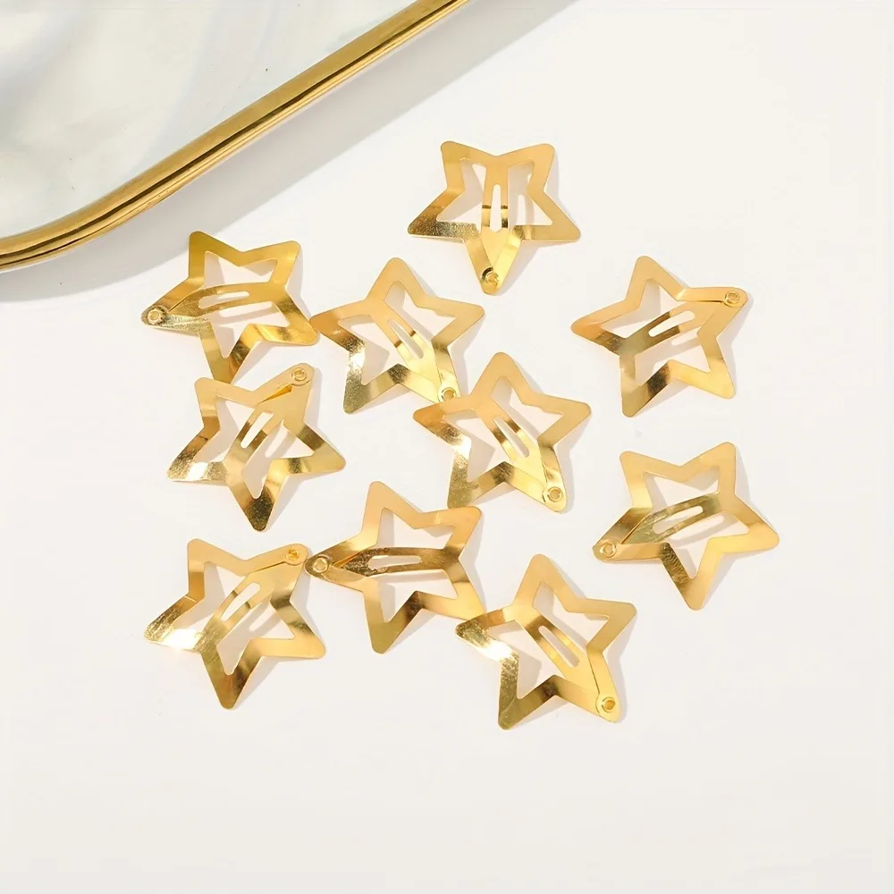 2-100Pcs Star Hair Clips for Girls Filigree Star Metal Snap Clip Hairpins Barrettes Fahsion Bobby Pin Headwear Accessories