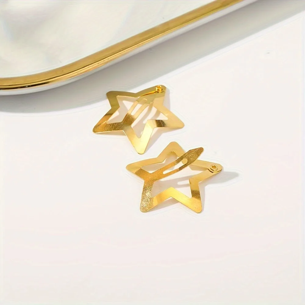 2-100Pcs Star Hair Clips for Girls Filigree Star Metal Snap Clip Hairpins Barrettes Fahsion Bobby Pin Headwear Accessories