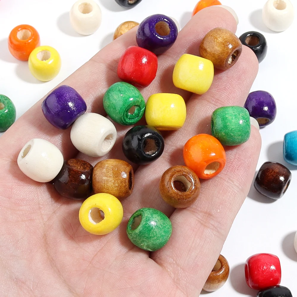 Natural Wooden Beads For Jewelry Making Big Hole Wood Beads Loose Spacer Beads DIY Hair Accessories Bracelet Necklace Wholesale
