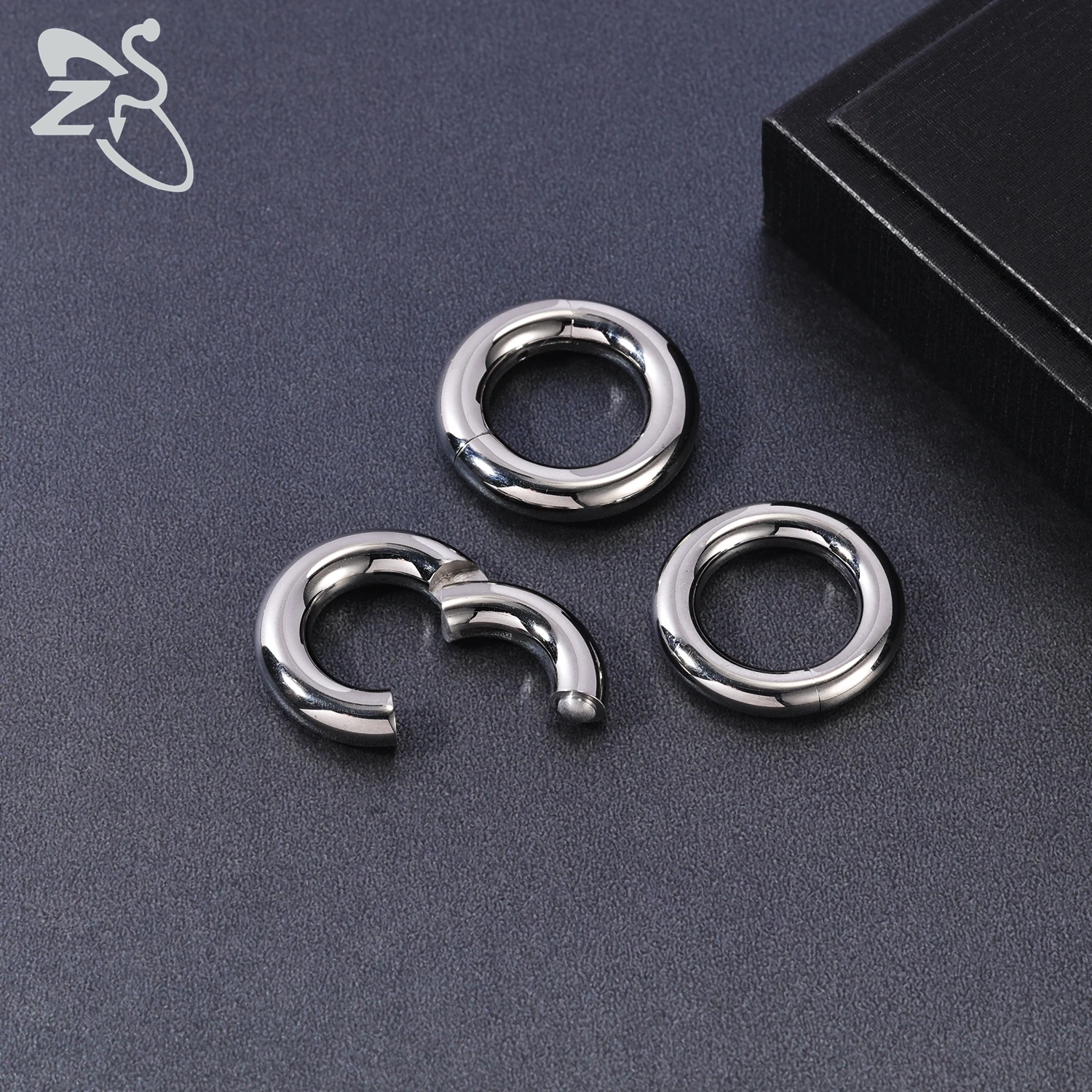 ZS 1PC G23 Titanium Hoop Earring for Women Silver Plated Circle Earring Large Gauge Seputm Nose Ring 2/4/6/8/10/12G Punk Earring