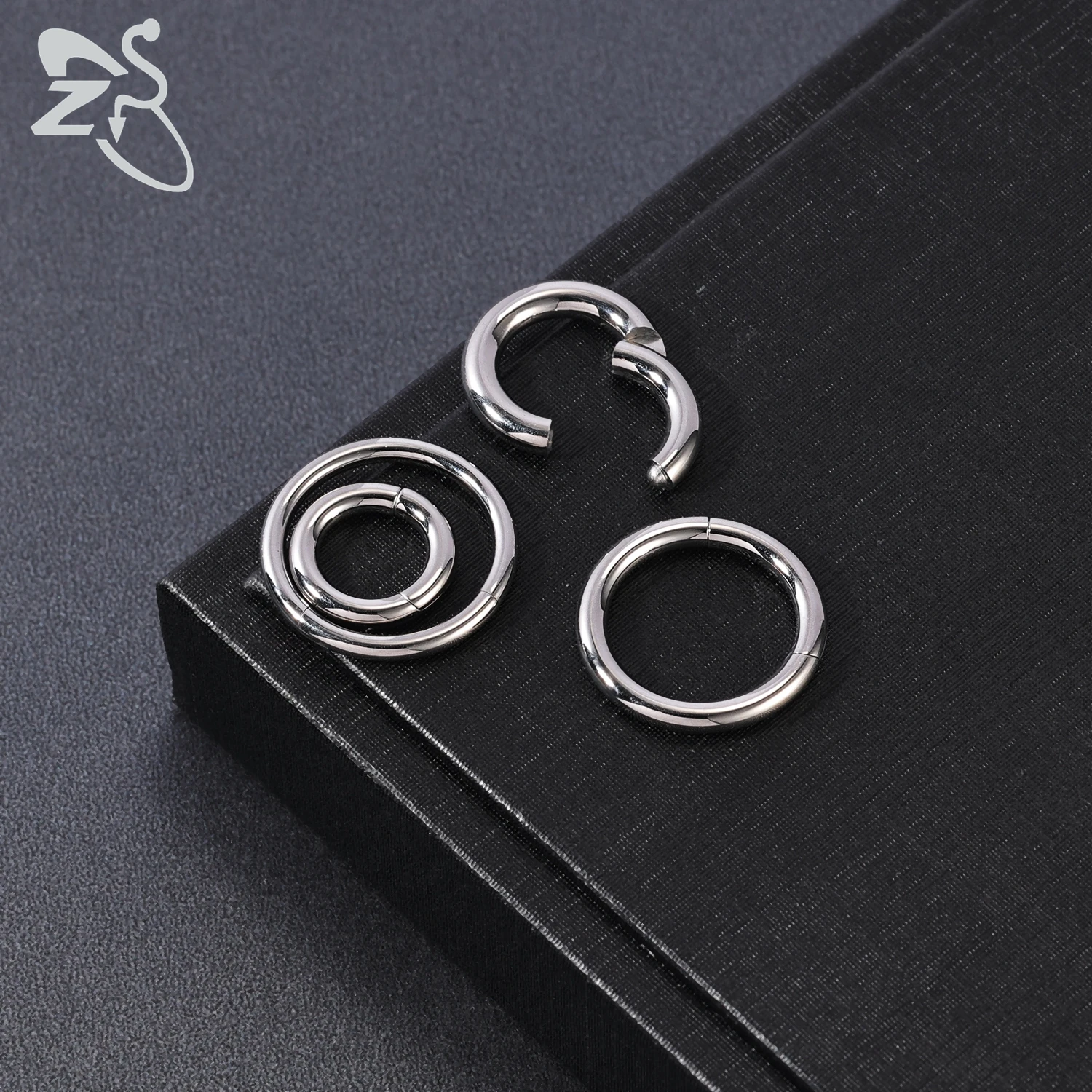 ZS 1PC G23 Titanium Hoop Earring for Women Silver Plated Circle Earring Large Gauge Seputm Nose Ring 2/4/6/8/10/12G Punk Earring