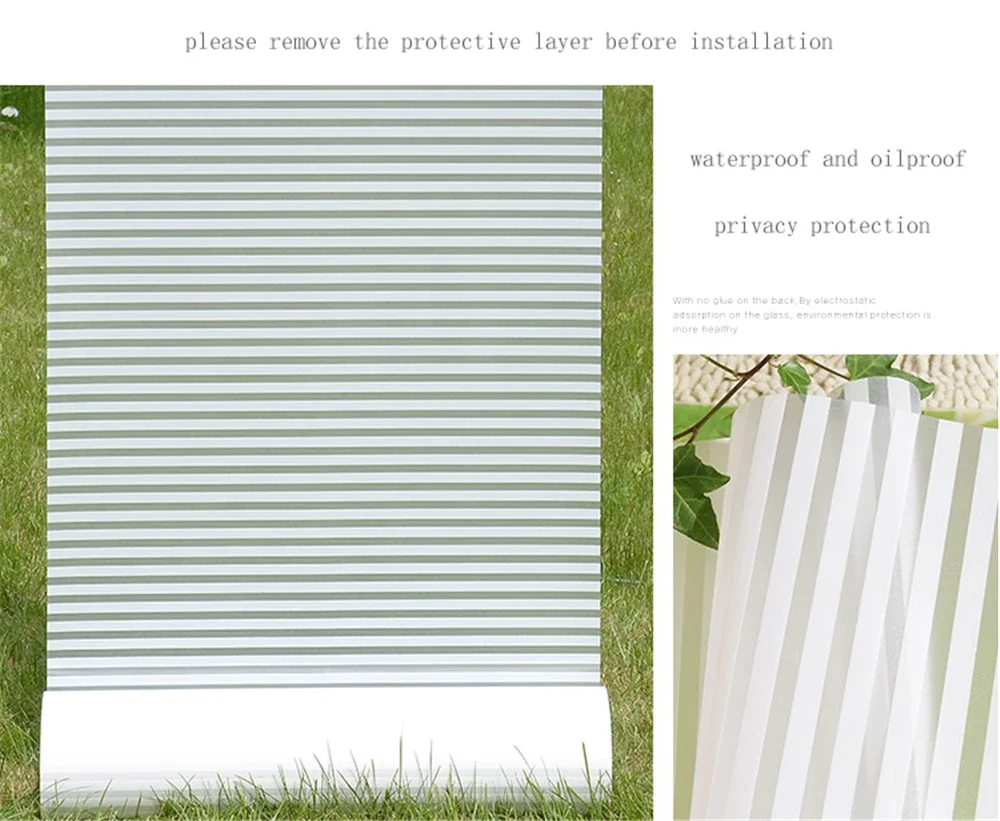 Decorative Privacy Vinyl Window Adhesive Film Window Sticker Decals Waterproof Sun UV Protection Bamboo Sliding Door Bathroom