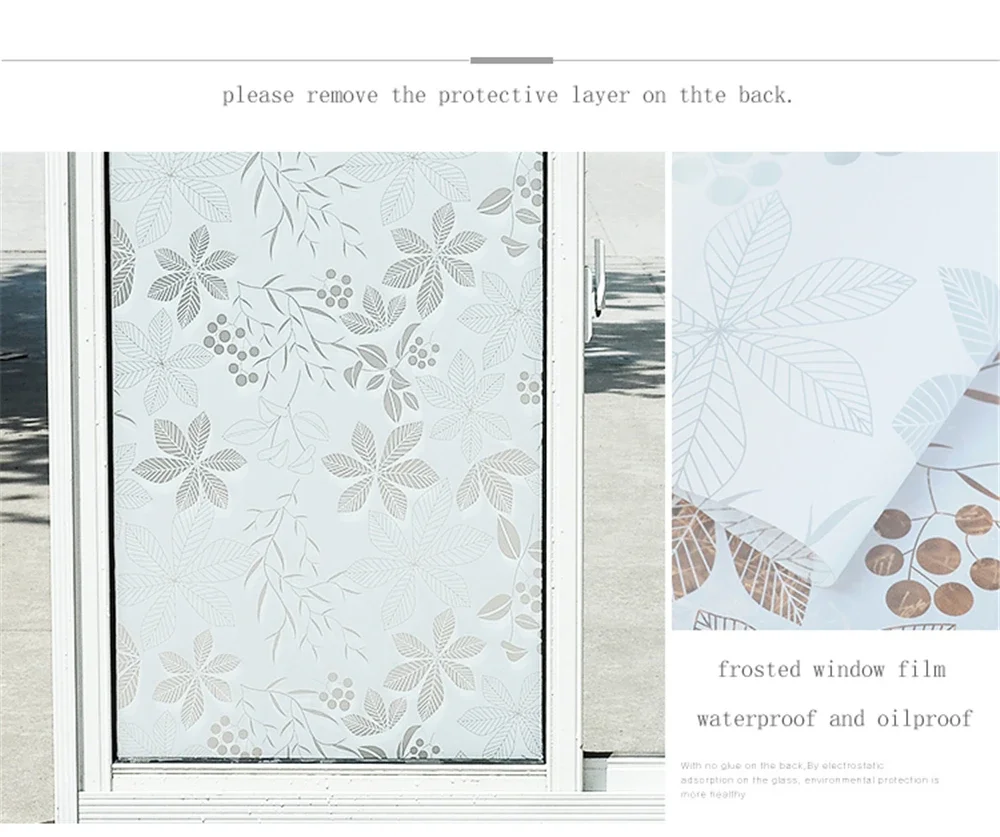 Decorative Privacy Vinyl Window Adhesive Film Window Sticker Decals Waterproof Sun UV Protection Bamboo Sliding Door Bathroom